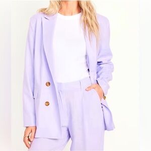 Old Navy Linen Lavender Blazer Size 2X Double Breasted Purple Jacket